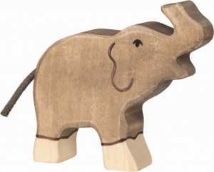 Holztiger Figuren auf dem Bauernhof: Holztiger Elefant klein R�ssel hoch 80150