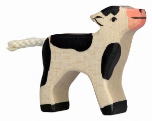 Holztiger Figuren auf dem Bauernhof: Holztiger Kalb schwarz 80006