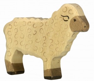 Holztiger Figuren auf dem Bauernhof: Holztiger Schaf st