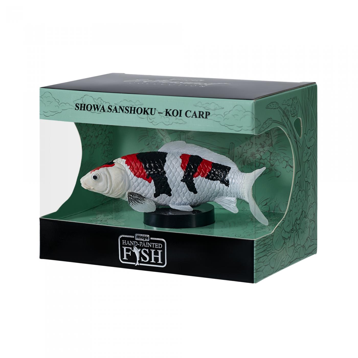 Mojo Showa-Sanshoku-Koi Figur in einer Vitrine 381121