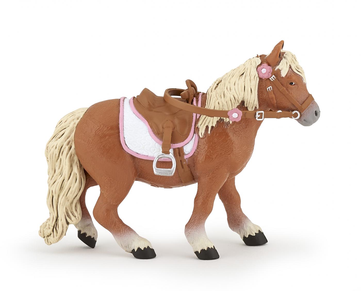 rar Tolles Pony mit Sattel und Saumzeug 51117 von PAPO selten 