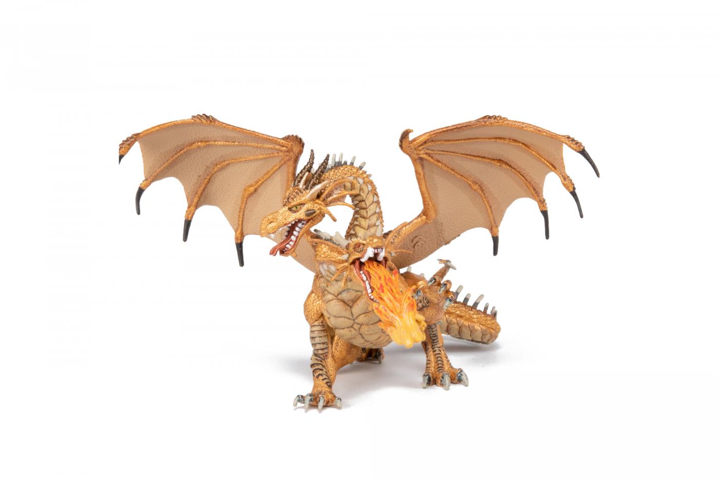 Gold * Papo Fantasywelt-zweiköpfiger Dragon 38938-Neuf 