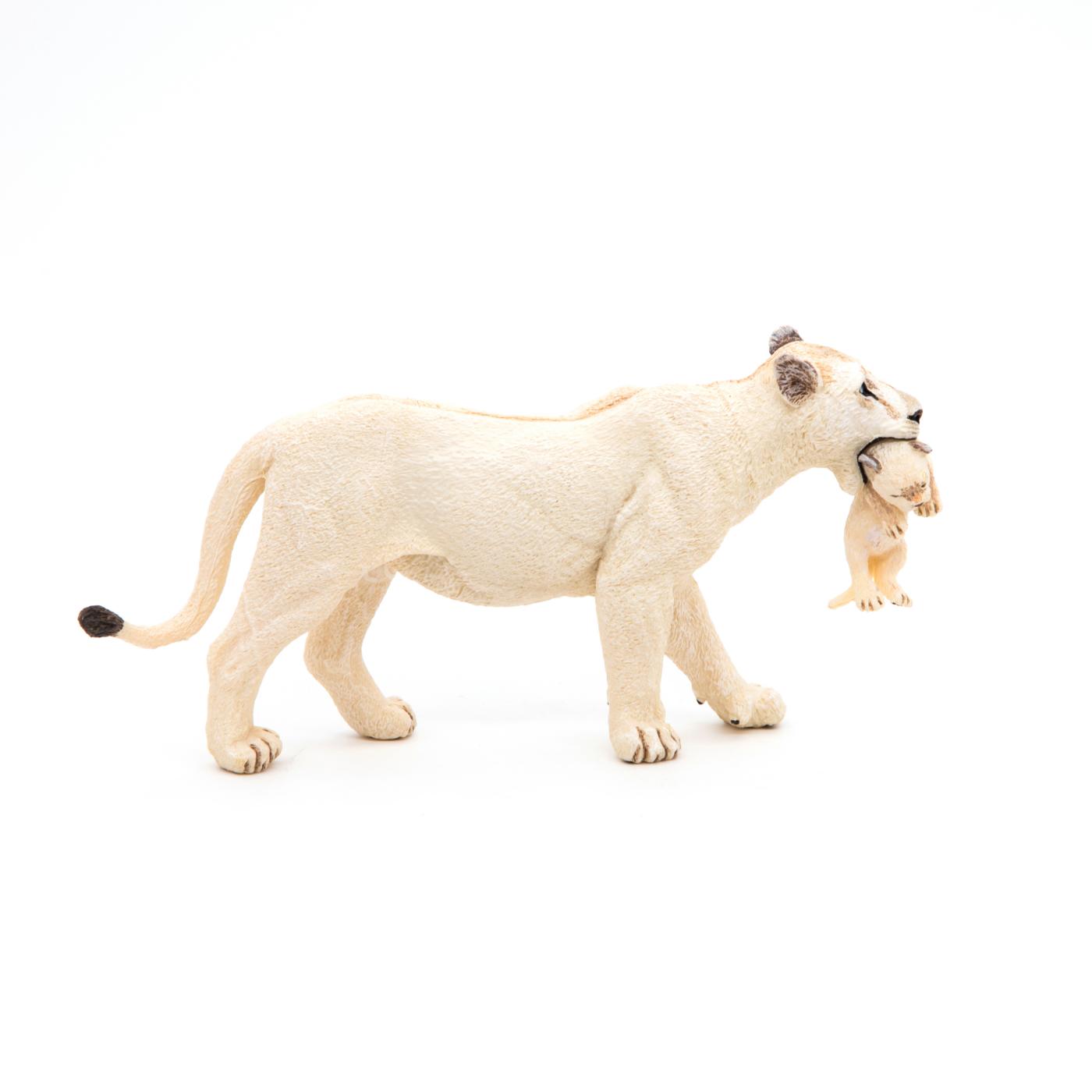Papo 50203 Weiße Löwin mit Jungtier 14 cm Wildtiere 