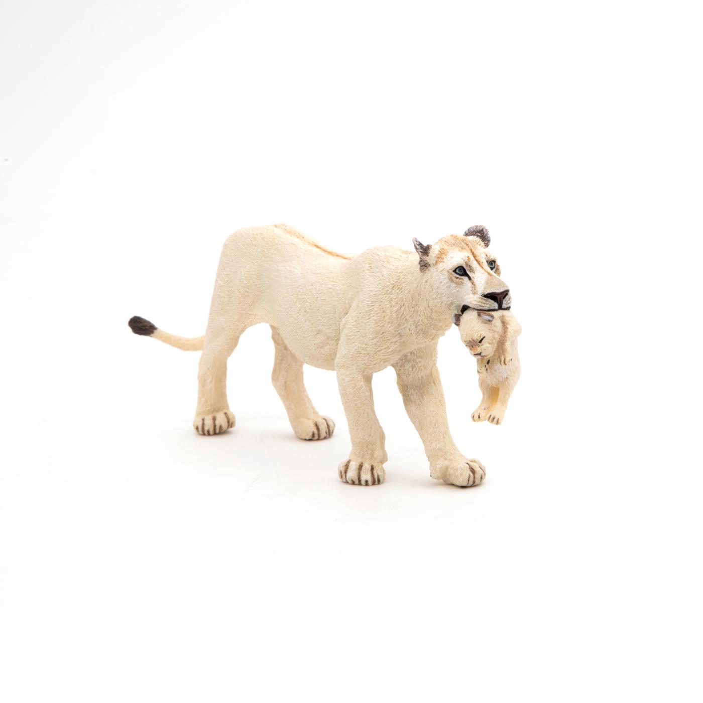 NEU Spielfigur Papo Wildtiere 50203 weiße Löwin mit Jungtier Figur 