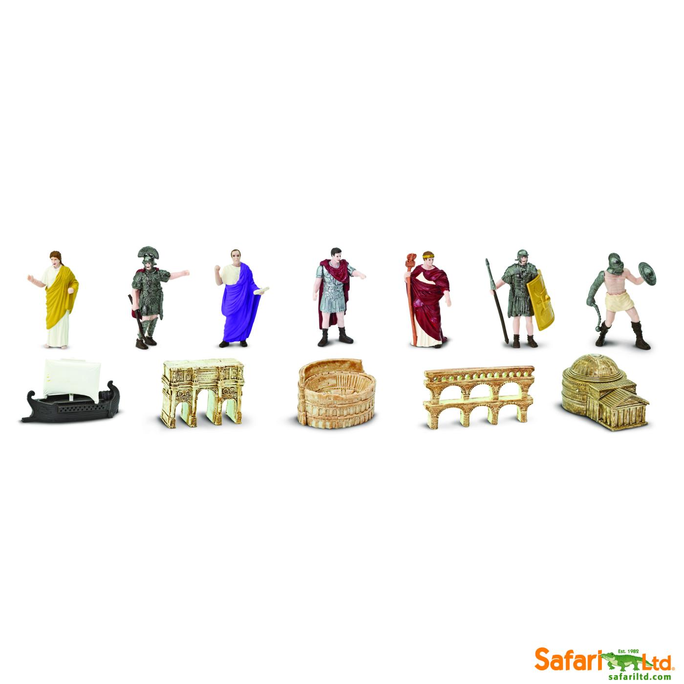 12 Minifiguras Safari ltd 660304 Antiguo ROM Tema Tratado 