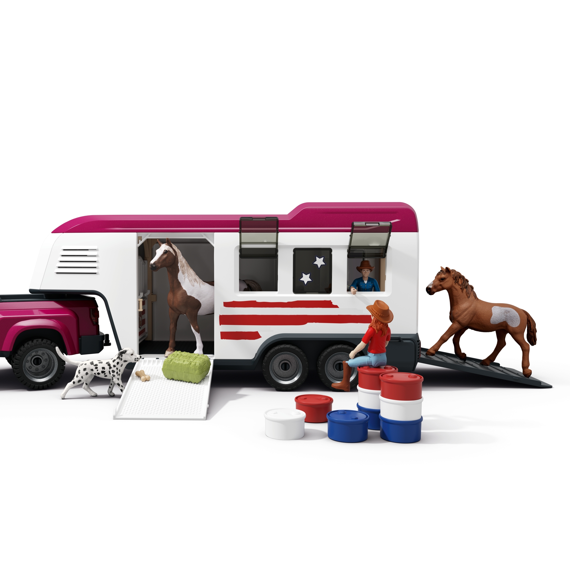 spielzeug pferdeanhänger Schleich Pferde: Schleich Pick-up mit großem Pferdeanhänger 42705