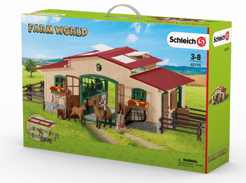 schleich stable with horses & accessories