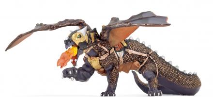 groß schwarz mit Reiter PAPO Drache der Finsternis 